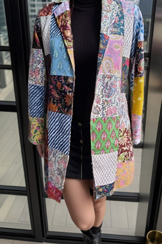 Bunko Junko's Jaipuri Royal Elegance Blazer - Luxury meets sustainability in this upcycled masterpiece, inspired by Jaipur's regal heritage.