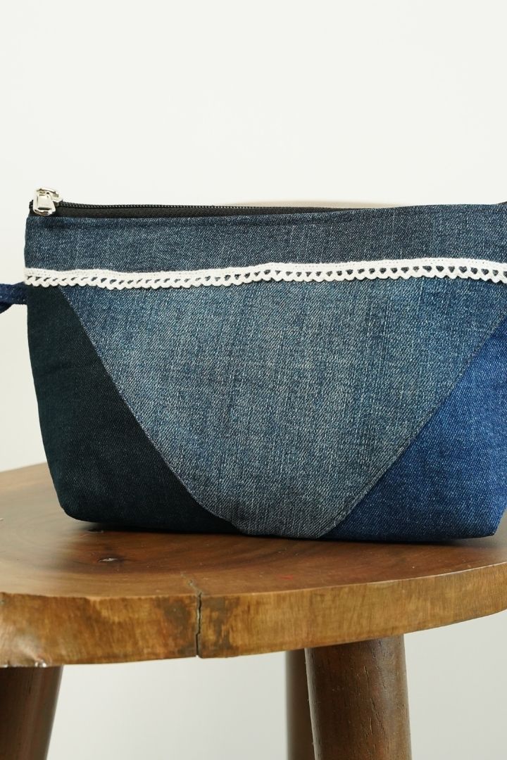 Assorted Denim Utility Pouches by Bunko Junko: Upcycled denim pouches, perfect for organizing small essentials.