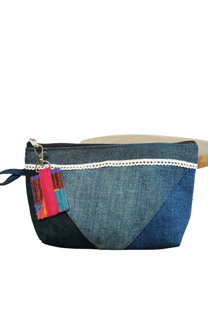 Assorted Denim Utility Pouches by Bunko Junko: Upcycled denim pouches, perfect for organizing small essentials.