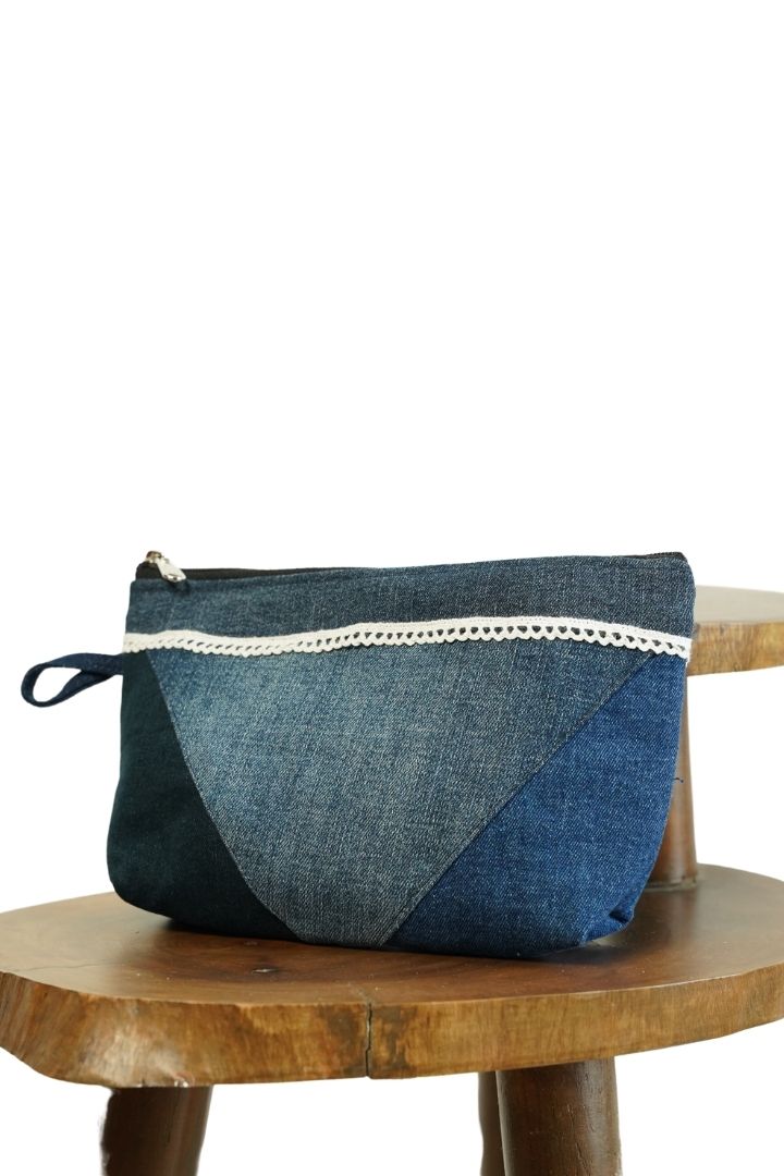 Assorted Denim Utility Pouches by Bunko Junko: Upcycled denim pouches, perfect for organizing small essentials.