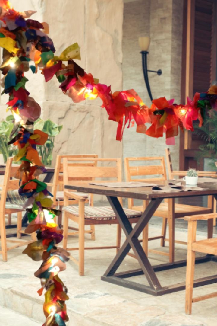 Autumn Bliss Fabric Garland by Bunko Junko: A vibrant garland made from upcycled fabric in warm, colorful hues.