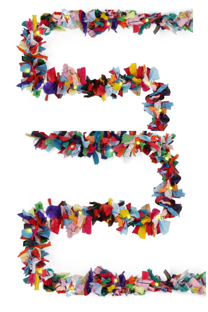 Autumn Bliss Fabric Garland by Bunko Junko: A vibrant garland made from upcycled fabric in warm, colorful hues.