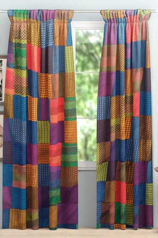 Boho Curtain- A curtain made by Patchwork of beautiful Sustainable Fabrics.