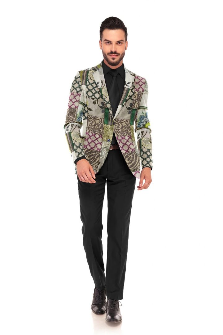 Get funky and smart with our Patched Smart Casual Blazer by Bunko Junko.