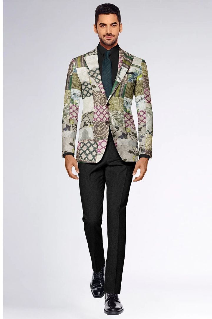 Get funky and smart with our Patched Smart Casual Blazer by Bunko Junko.