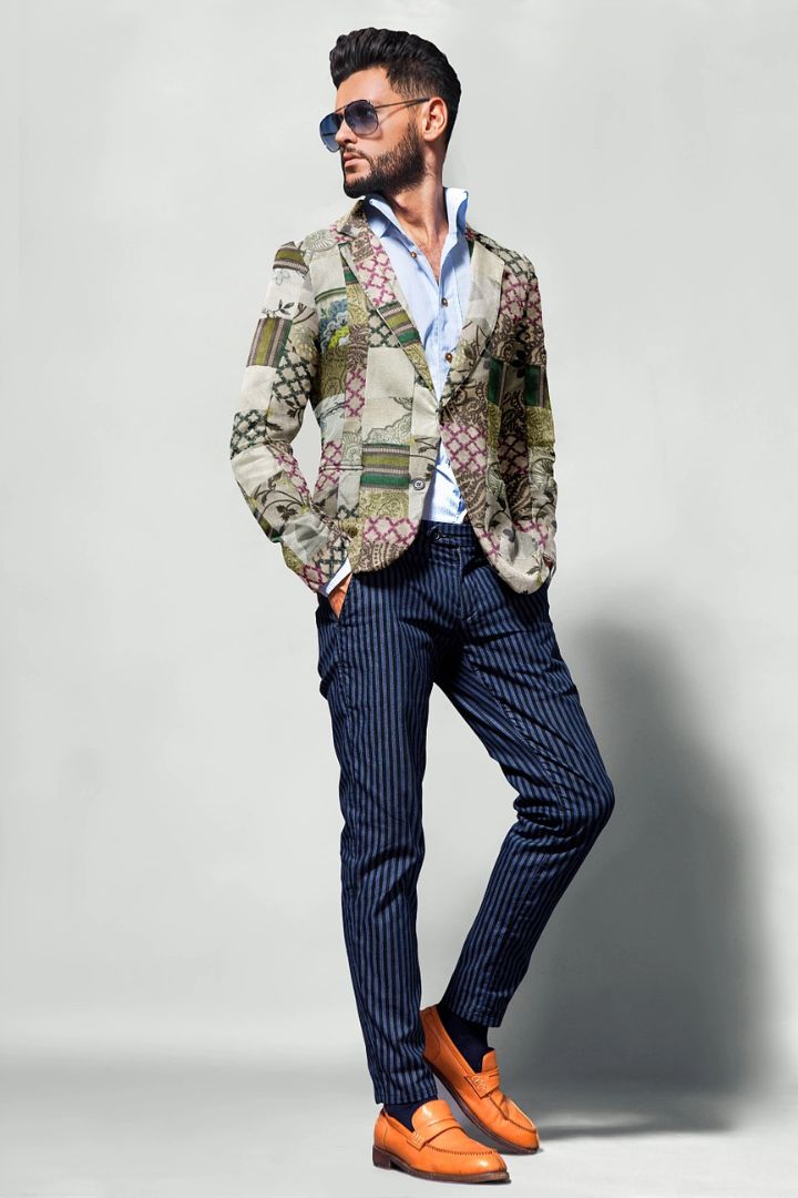 Get funky and smart with our Patched Smart Casual Blazer by Bunko Junko.