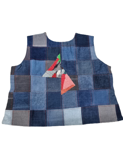 Checker Denim Sleeveless Top: A chic and versatile sleeveless top with a checker pattern.