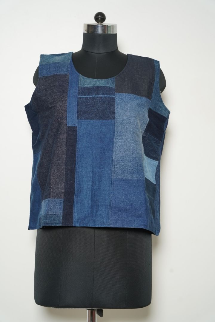 Go Smart Denim Sleeveless Top: A chic and versatile sleeveless top made from denim offcut