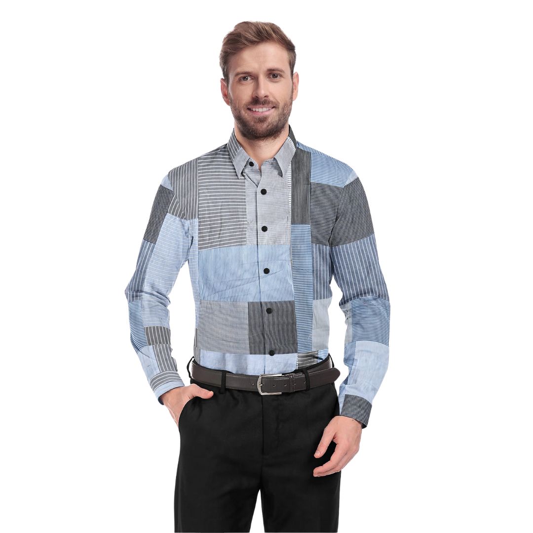 Horizon Blue Blend Shirt in a rich blue, featuring a smooth, versatile fabric.