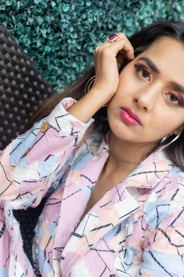 Pastel Dreams Blazer with Trouser Co-Ord by Bunko Junko: A stylish, upcycled set featuring a pastel blazer and matching trousers.