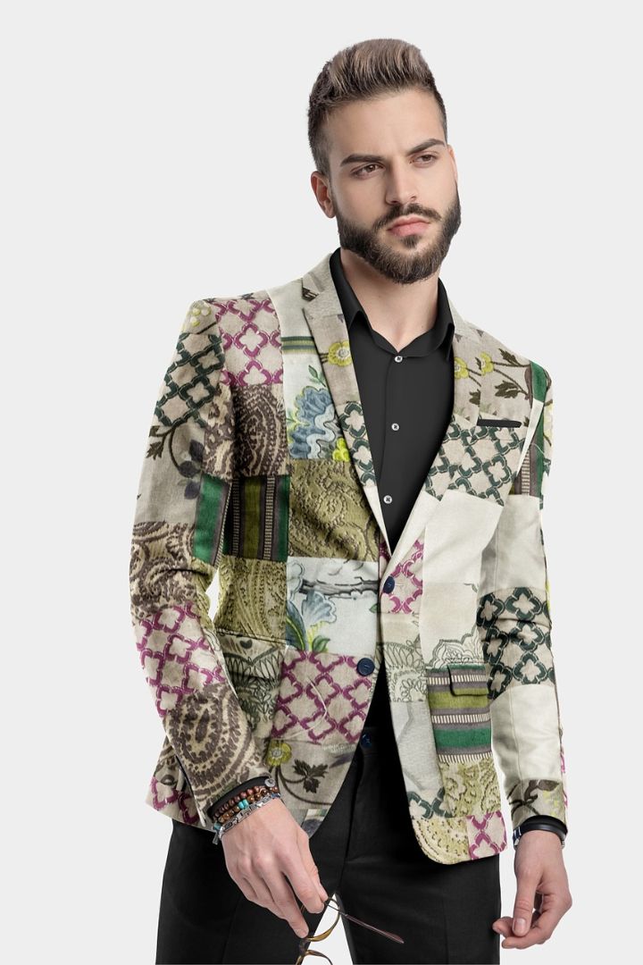 Get funky and smart with our Patched Smart Casual Blazer by Bunko Junko.