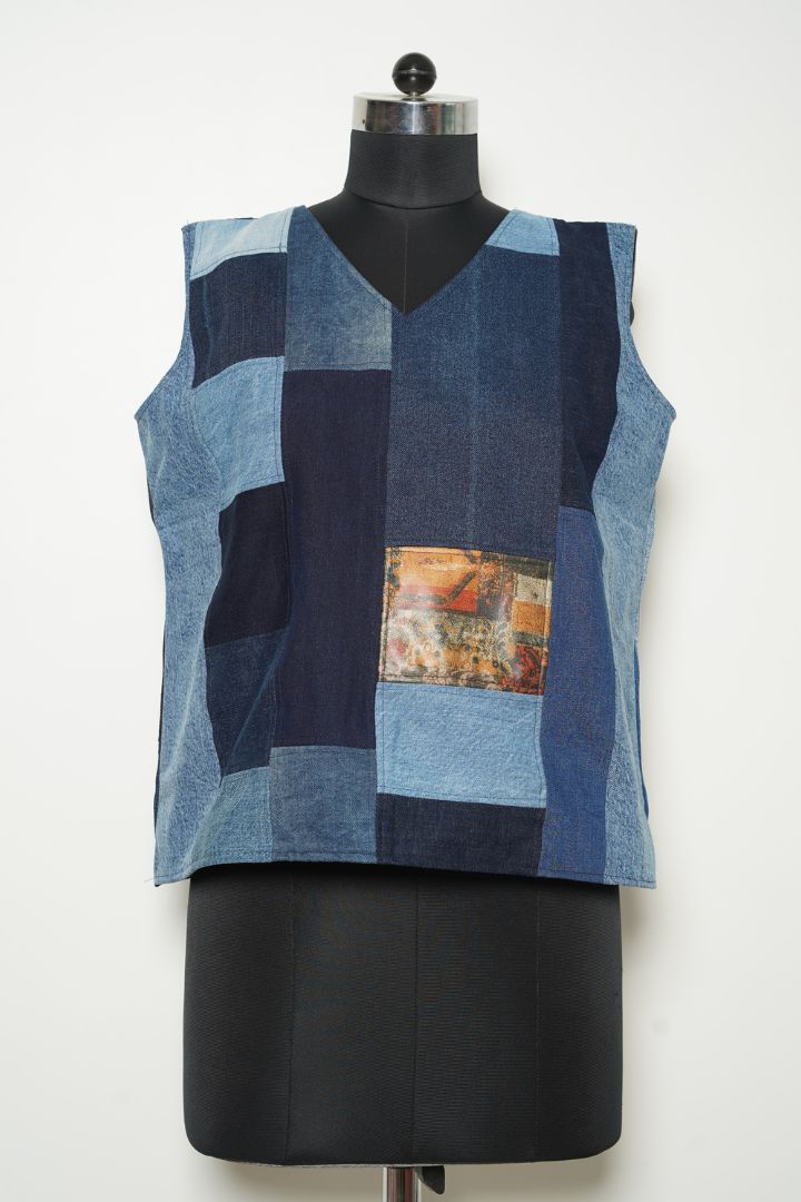 Party Chic Denim Top: A stylish and unique top for making a statement at any celebration.