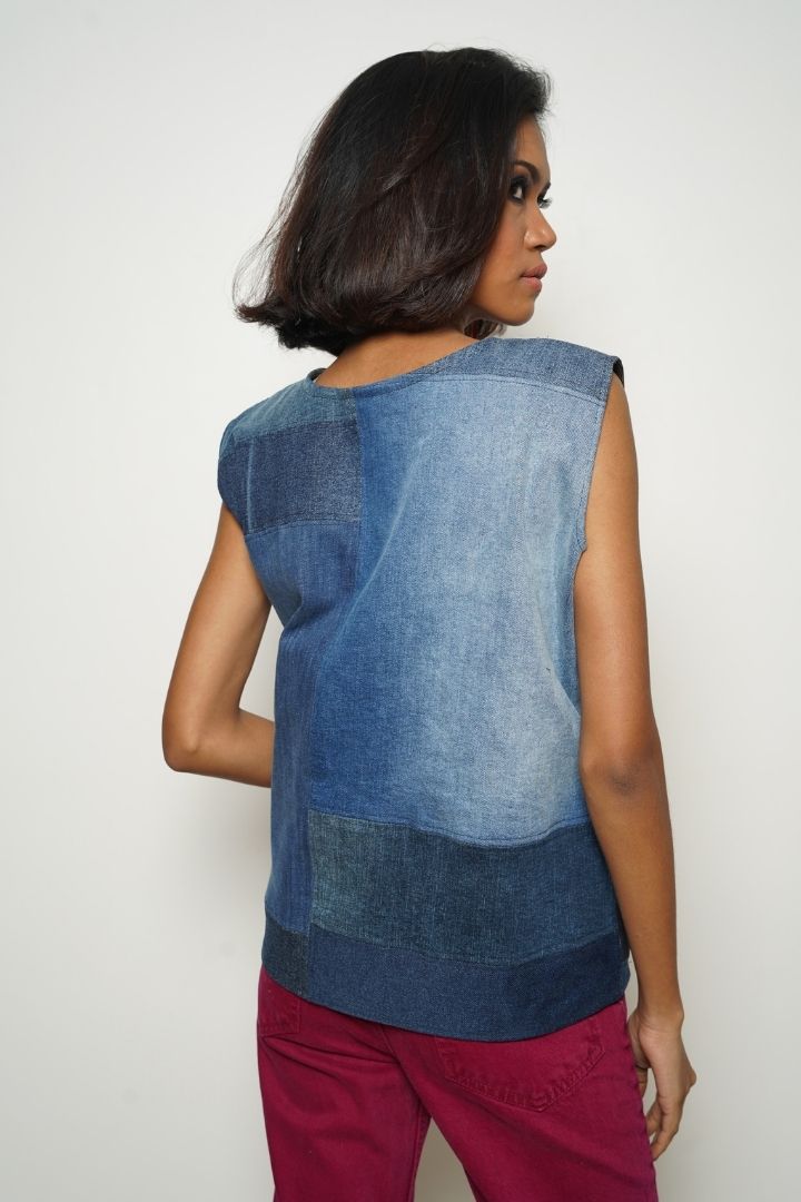 Denim Elegance Top: A stylish and chic top for a youthful and trendy look.
