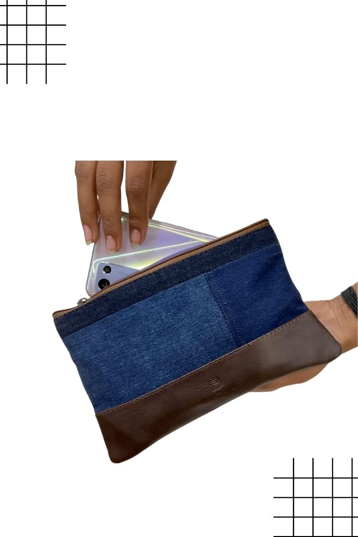 Modern Minimalist Pouch by Bunko Junko: A sleek, upcycled pouch with a simple, contemporary design.