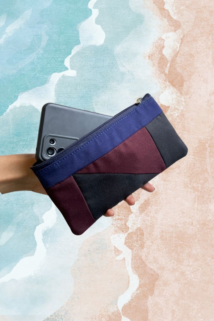 Modern Minimalist Pouch by Bunko Junko: A sleek, upcycled pouch with a simple, contemporary design.