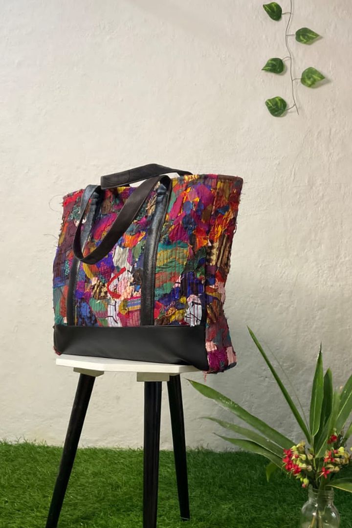 Threaded Treasure Tote Bag - Sustainable Upcycled Textile Threads Tote