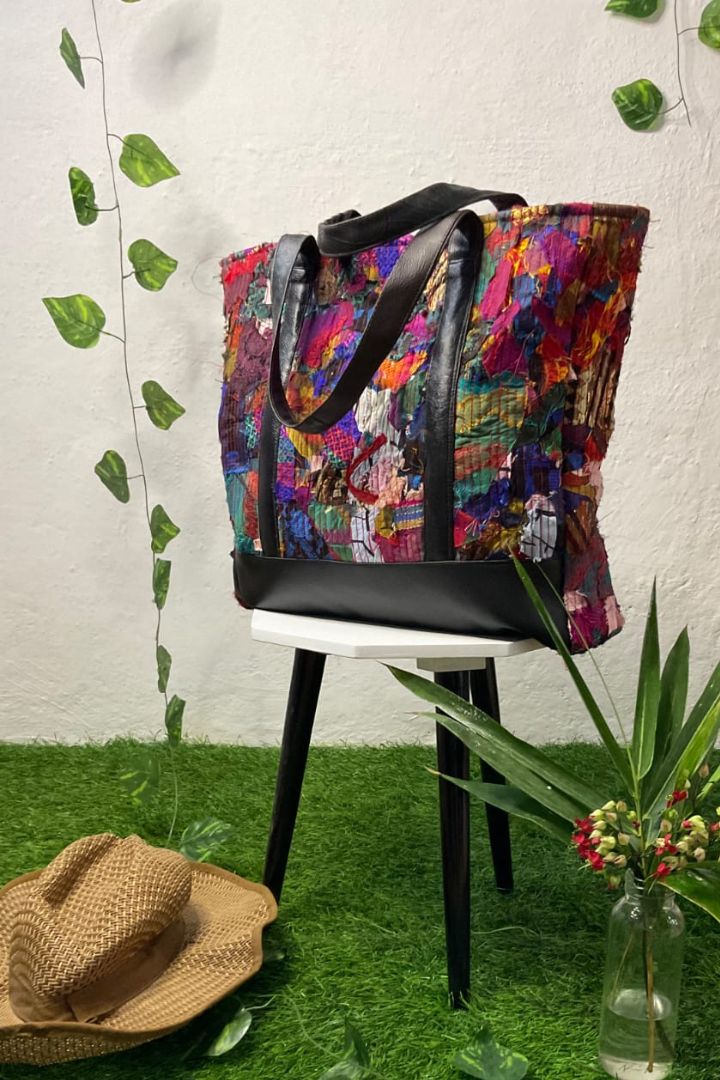 Threaded Treasure Tote Bag - Sustainable Upcycled Textile Threads Tote