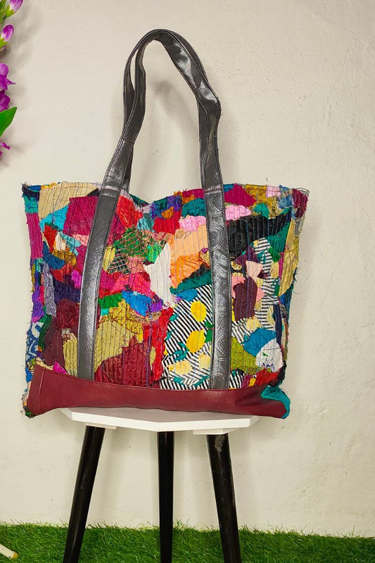 Threaded Treasure Tote Bag - Sustainable Upcycled Textile Threads Tote
