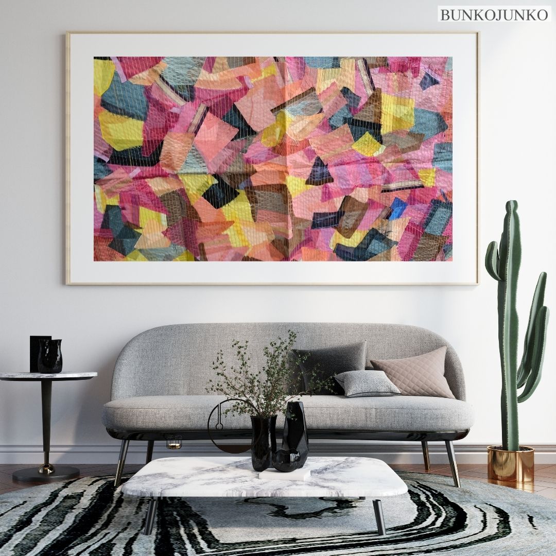 Threaded Vibes Wall Frames by Bunko Junko, featuring intricate designs and vibrant textures.