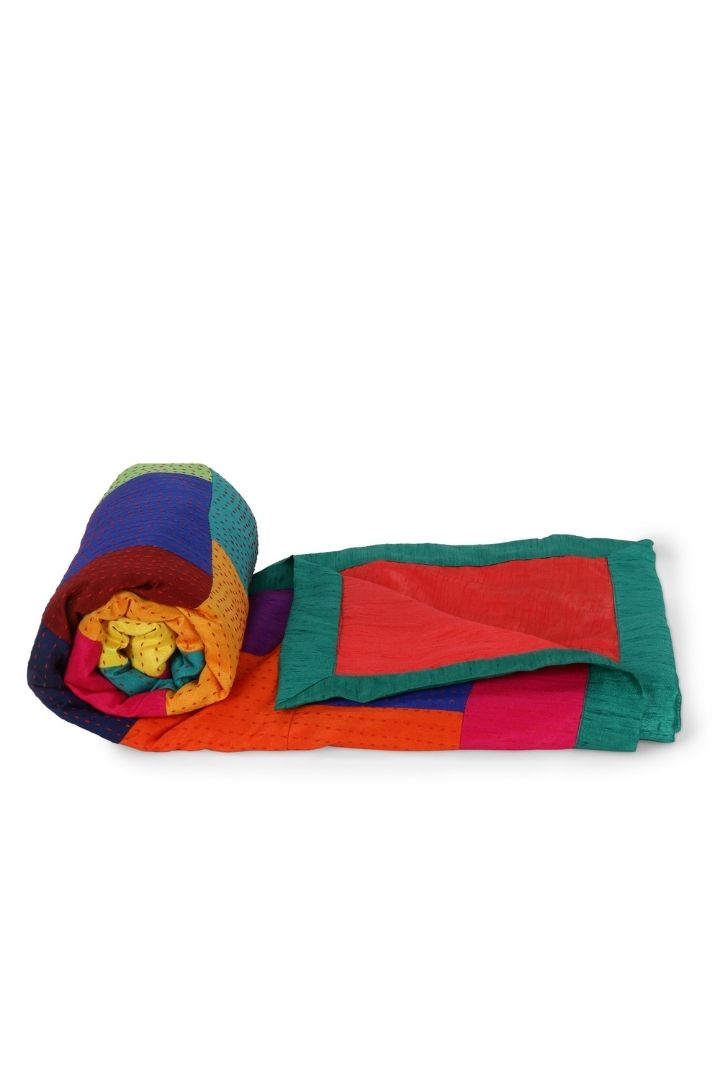 Happy At Home Bedspread - Eco-Friendly Bedspread made from Upcycled Textiles.