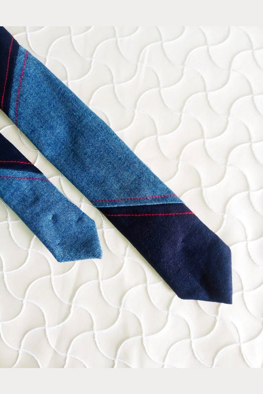 Denim Tie by Bunko Junko: A sleek tie crafted from upcycled denim, adding a unique touch to your outfit.