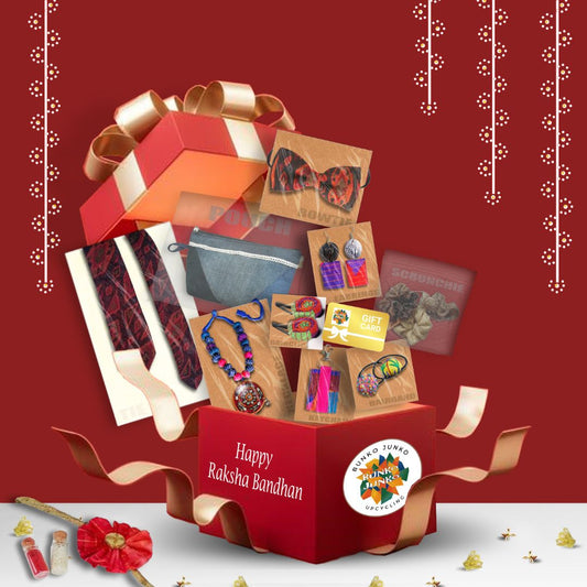 Eco Rakhi Gift Hamper by Bunko Junko: A sustainable gift set featuring eco-friendly rakhis and goodies.