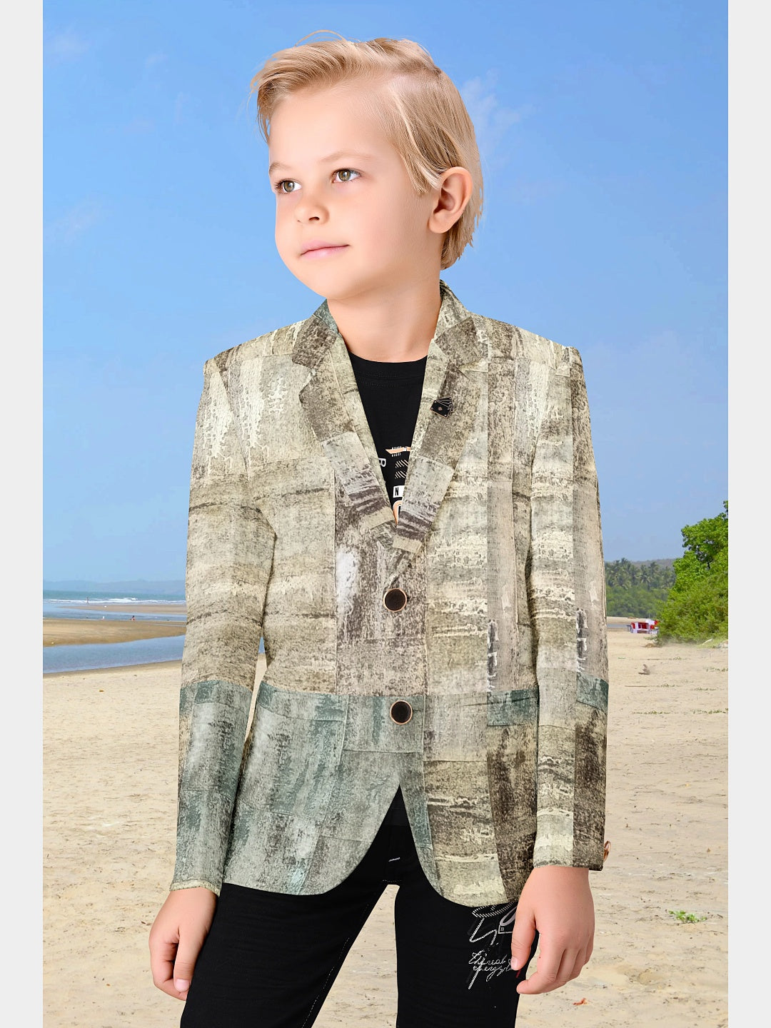 Kids Funky Patched Regular Fit Blazer