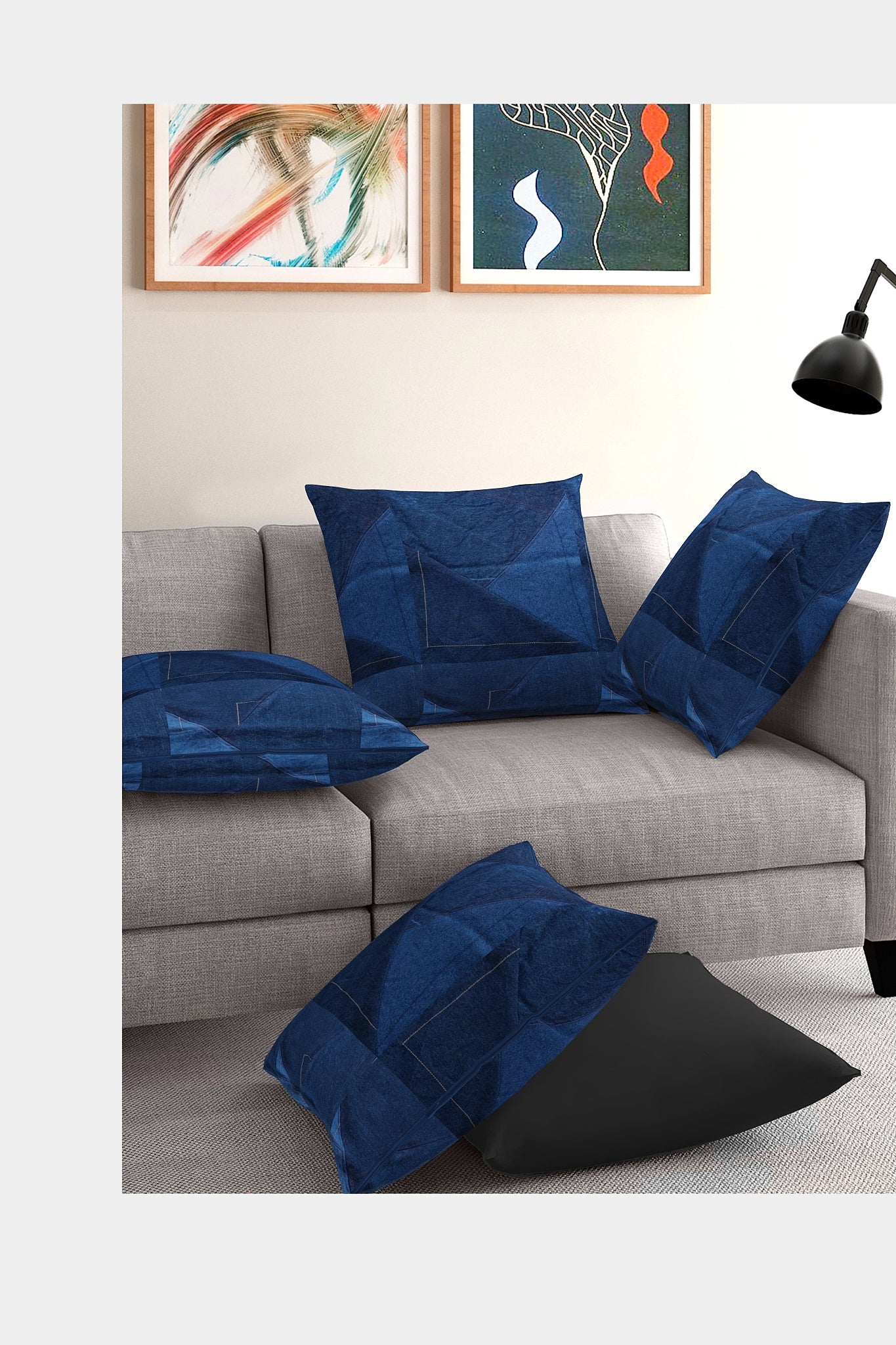 Denim Patch Cushion Cover