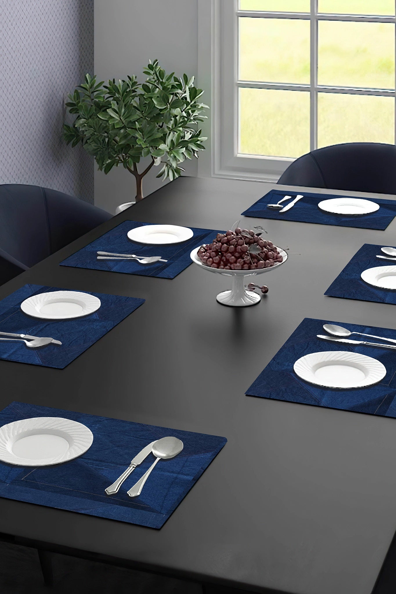 Eco-friendly denim table mats made from upcycled denim, offering a stylish and sustainable touch to your dining setup.