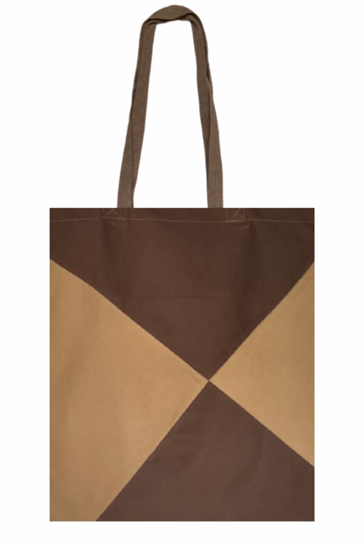 Earthy Chic Tote Bag: Sustainable and Stylish Corporate Gift, crafted from upcycled textile scrap in a rich brown color.