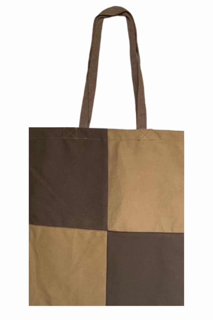 Earthy Chic Tote Bag: Sustainable and Stylish Corporate Gift, crafted from upcycled textile scrap in a rich brown color