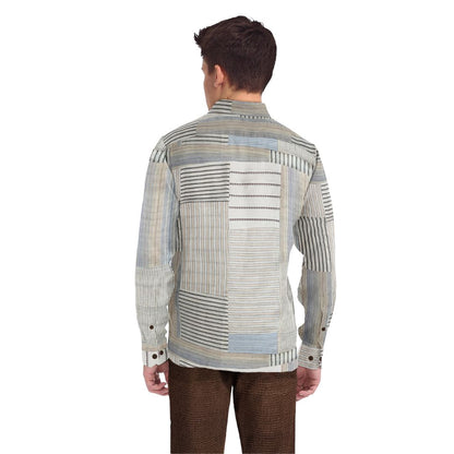 Striped Patchwork Shirt with a decent , mixed-pattern design.