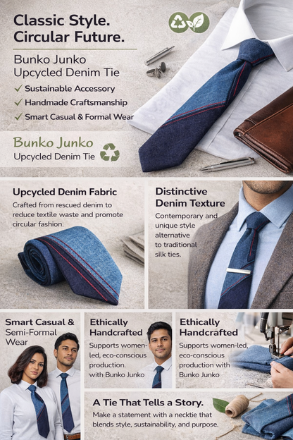 Denim Neck Tie for Men & Women - Bunko Junko